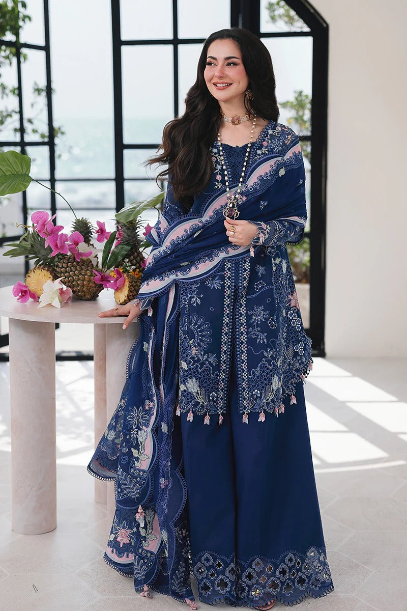 Qalamkar, Lawn 2026, Stitched Suit, Pakistani Designer, Ready to Wear, Sahil Lawn, Navy Blue, Pre Order, Popular, SA-16 ESMA