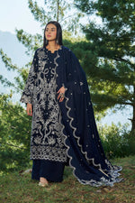 Reet By Ramsha - Three piece embroidered karandi suits with embroidered karandi shawls stitched & embellished | Original Ramsha Karandi Collection 2025 | R-1