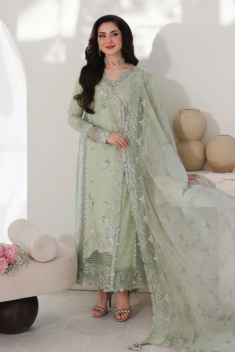 Qalamkar SA-12 Jiya Sahil Luxury Lawn 2026 stitched 3 piece suit light green Pakistani dress UK