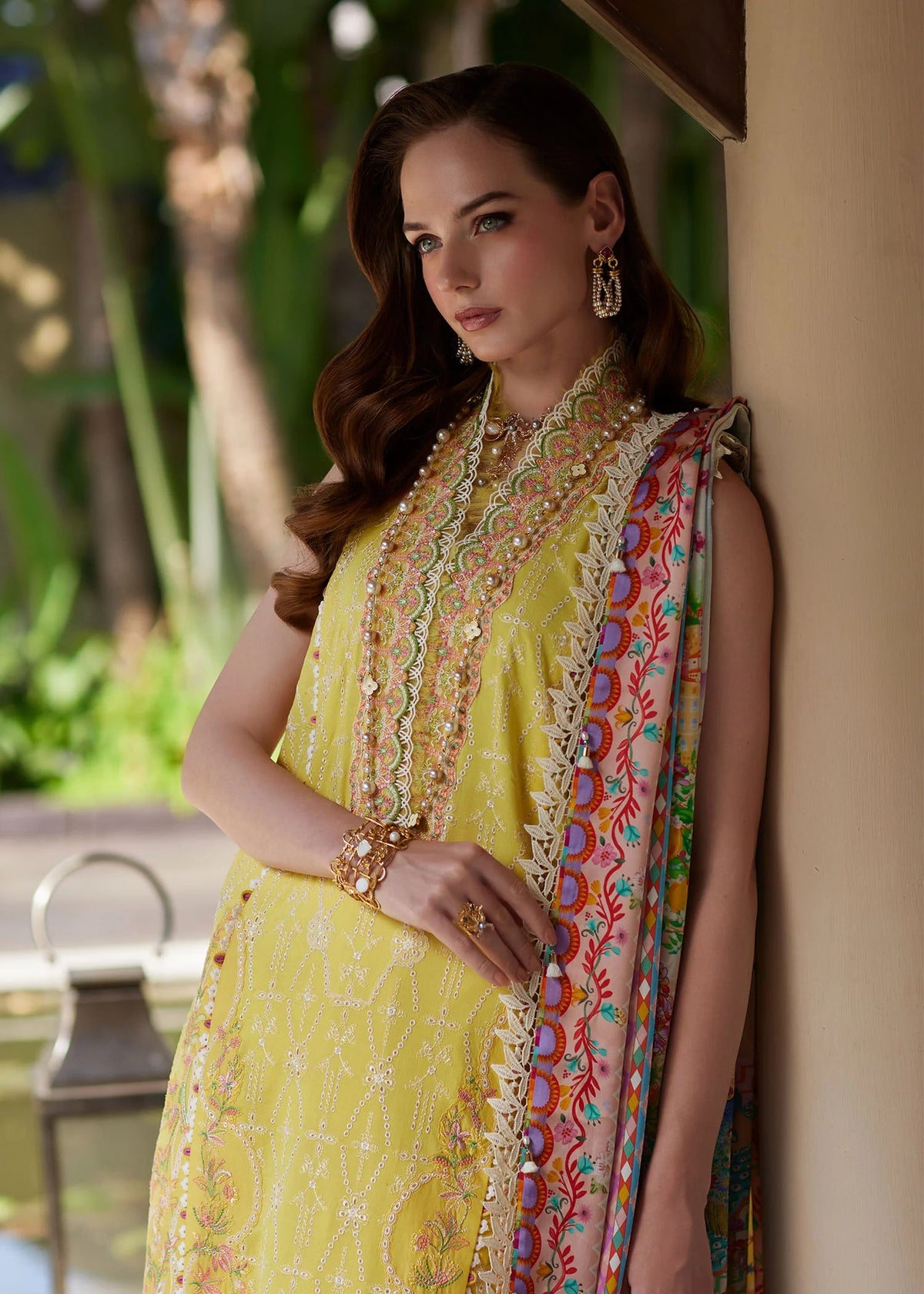 Bianca lawn 2026 yellow embroidered suit with silk dupatta