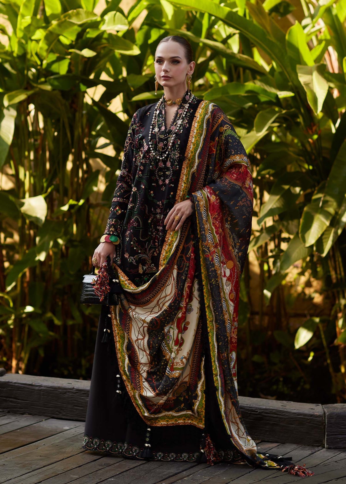 Zaria lawn 2026 onyx embroidered suit with pure silk dupatta