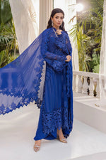 3 Piece stitched Embroidered Chiffon Suit | MPC-25-103 Royal Blue