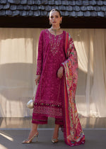 Kanwal Malik Avelyn fuchsia embroidered lawn suit detailed embroidery view