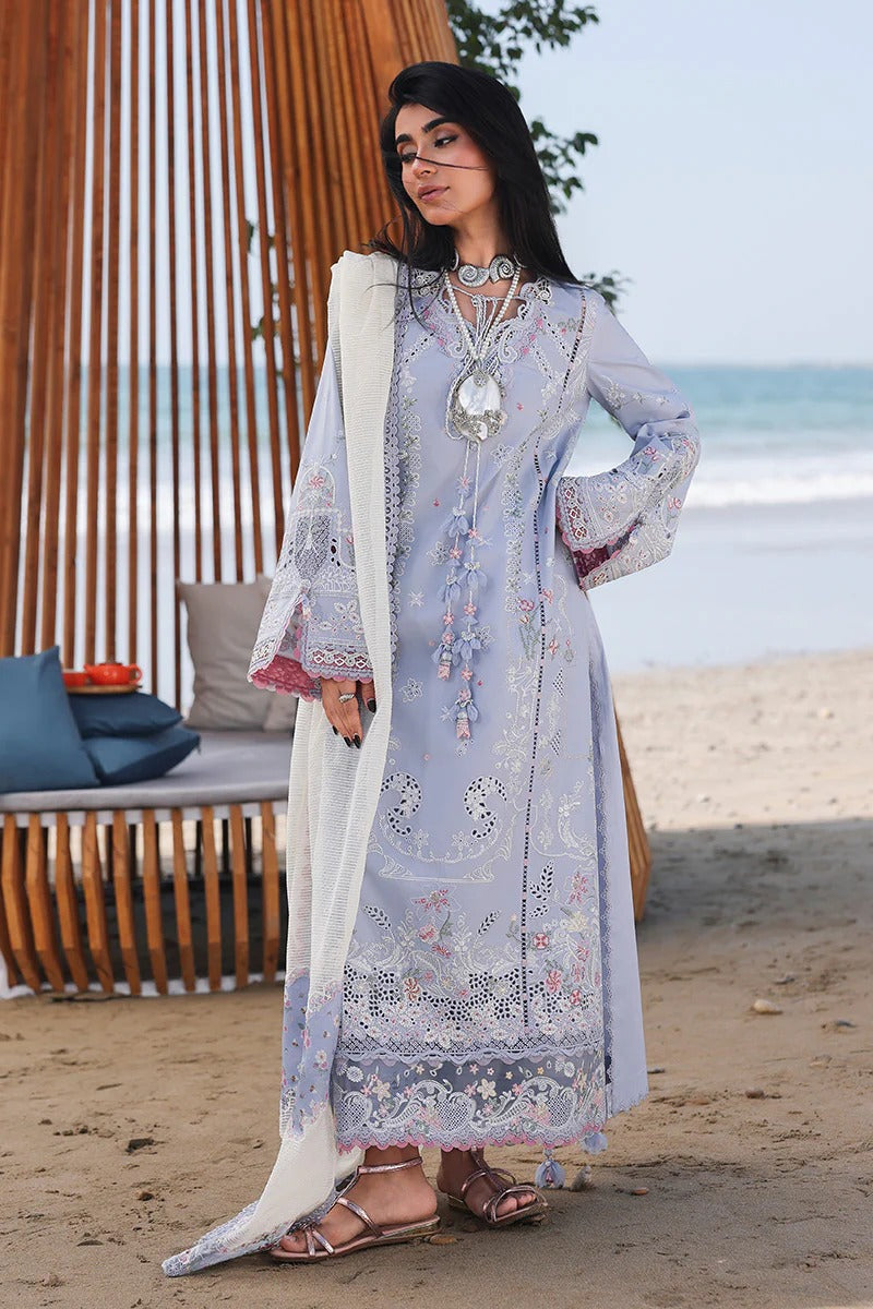 Qalamkar SA-08 Zayna stitched suit model pose elegant embroidered outfit UK