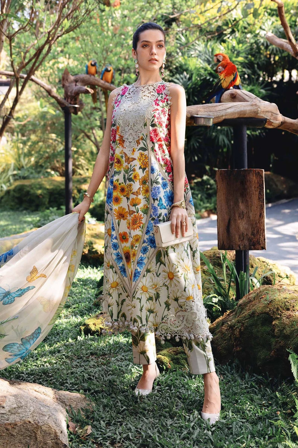 M Prints by Maria B Stitched Lawn 3 Piece Suit D-10 A - Summer Collection