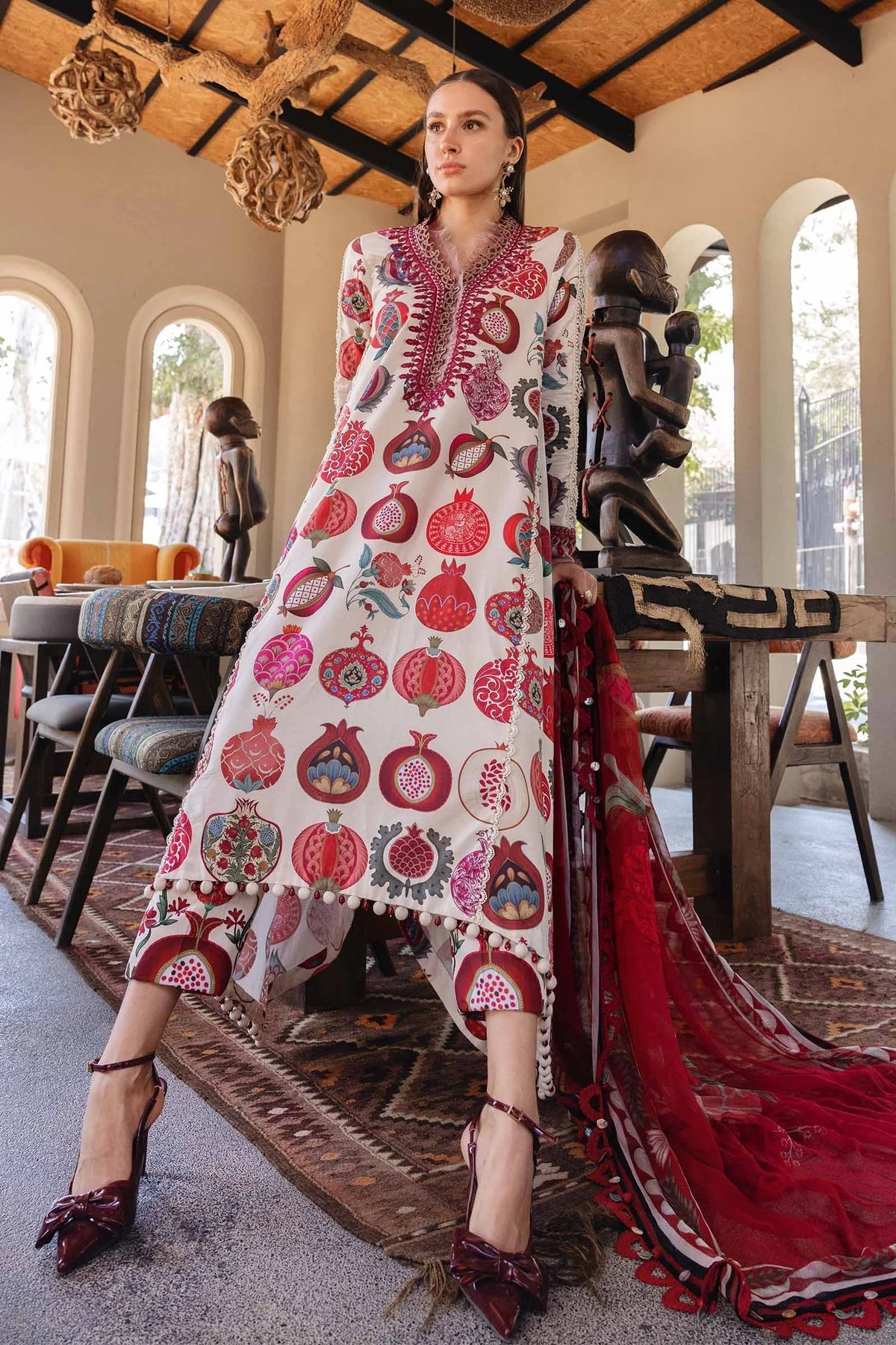 M Prints by Maria B Stitched Lawn 3 Piece Suit D-03 A - Summer Collection