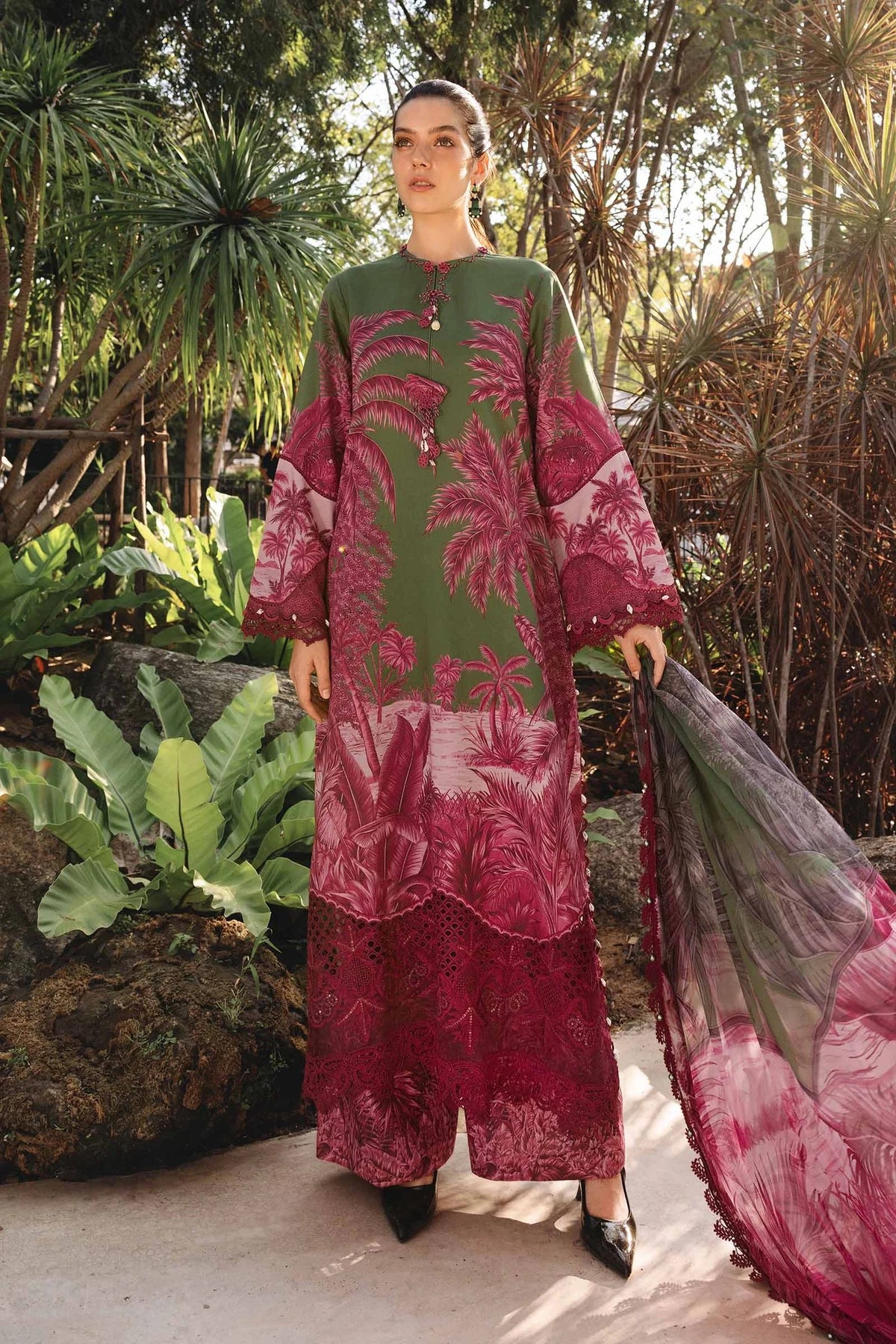 M Prints by Maria B Stitched Lawn 3 Piece Suit D-11 B - Summer Collection