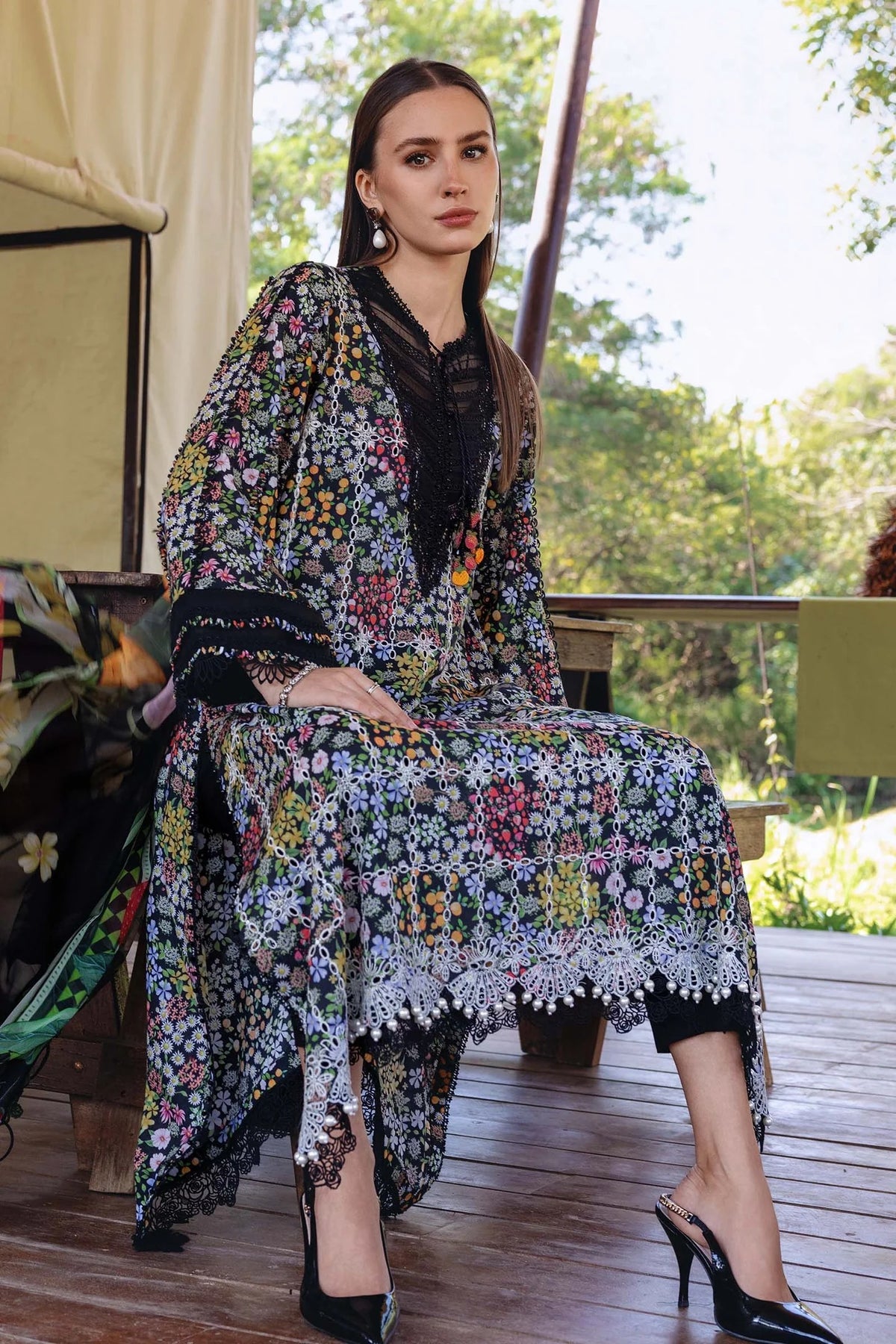 M Prints by Maria B Stitched Lawn 3 Piece Suit D-14 B - Summer Collection