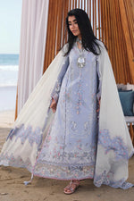 Qalamkar SA-08 Zayna full length stitched 3 piece suit powder blue front view UK