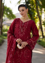 Kanwal Malik Safa ruby embroidered suit chiffon dupatta detail view