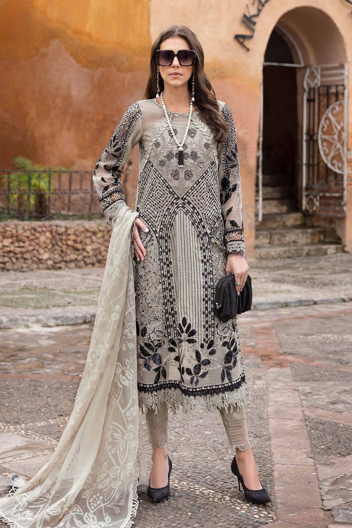 MARIA B Voyage Luxe Eid Lawn 2025 Original stitched Embroidered Suit D-2510-B