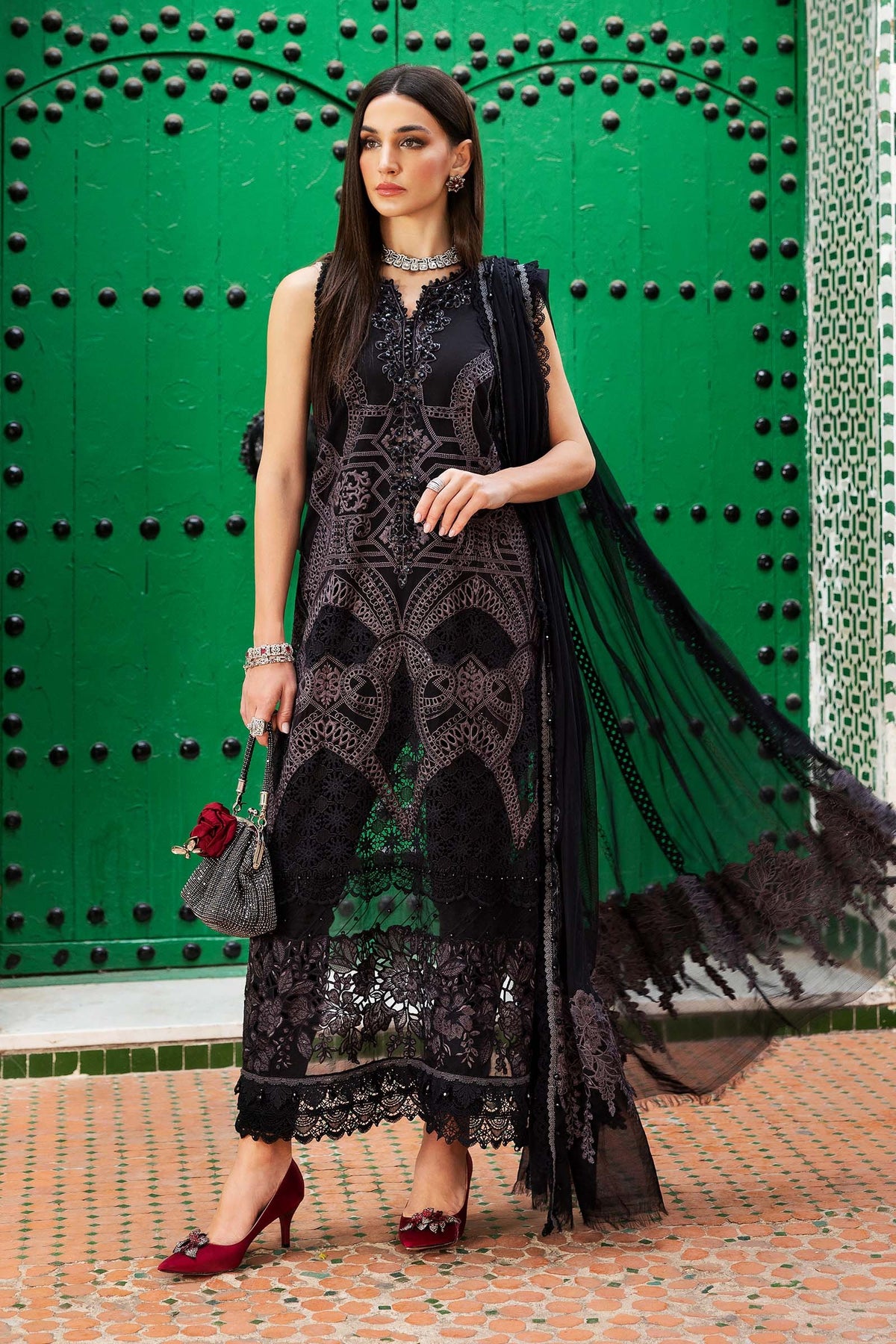 MARIA B Voyage Luxe Eid Lawn 2025 Original stitched Embroidered Suit D-2512-B