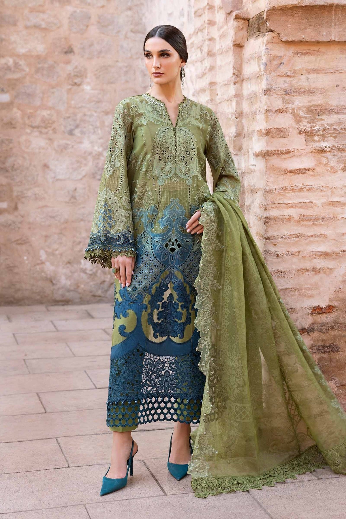 MARIA B Voyage Luxe Eid Lawn 2025 Original stitched Embroidered Suit D-2501-A