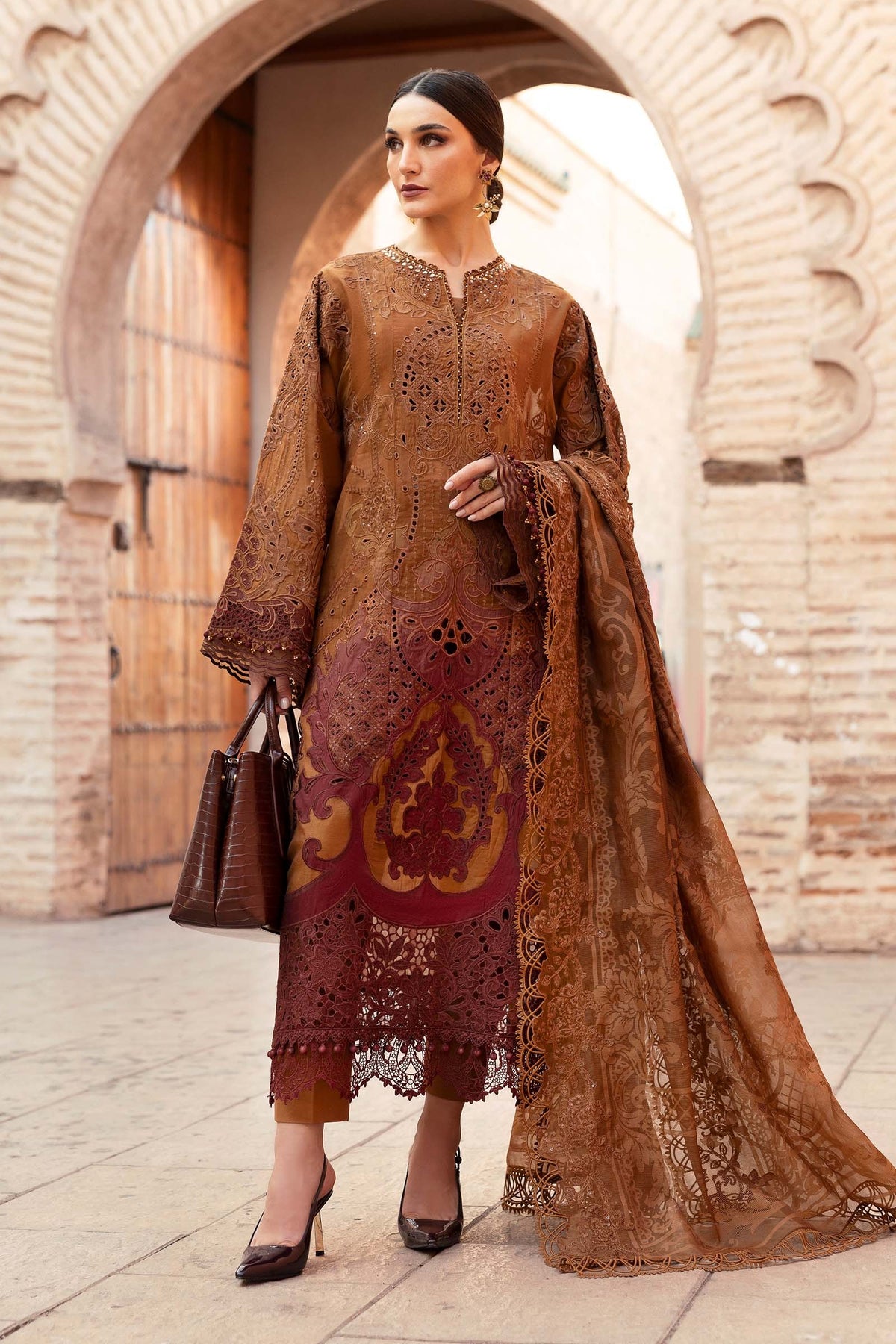 MARIA B Voyage Luxe Eid Lawn 2025 Original stitched Embroidered Suit D-2501-B