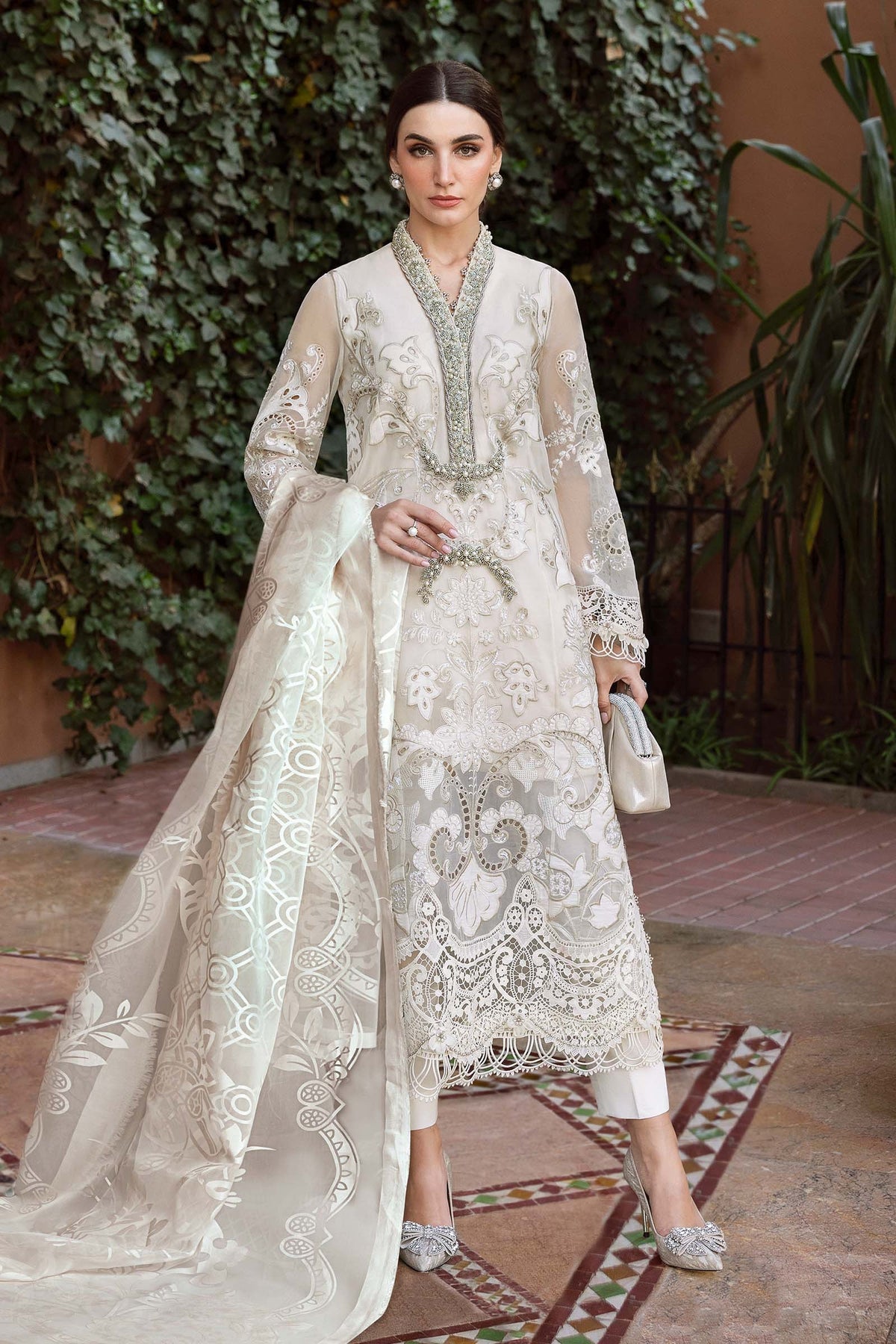Maria B Original 3 Piece stitched Embroidered Organza Suit | D-2506-A