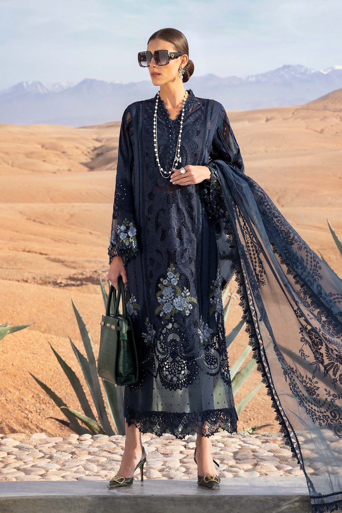 MARIA B Voyage Luxe Eid Lawn 2025 Original stitched Embroidered Suit D-2504-B