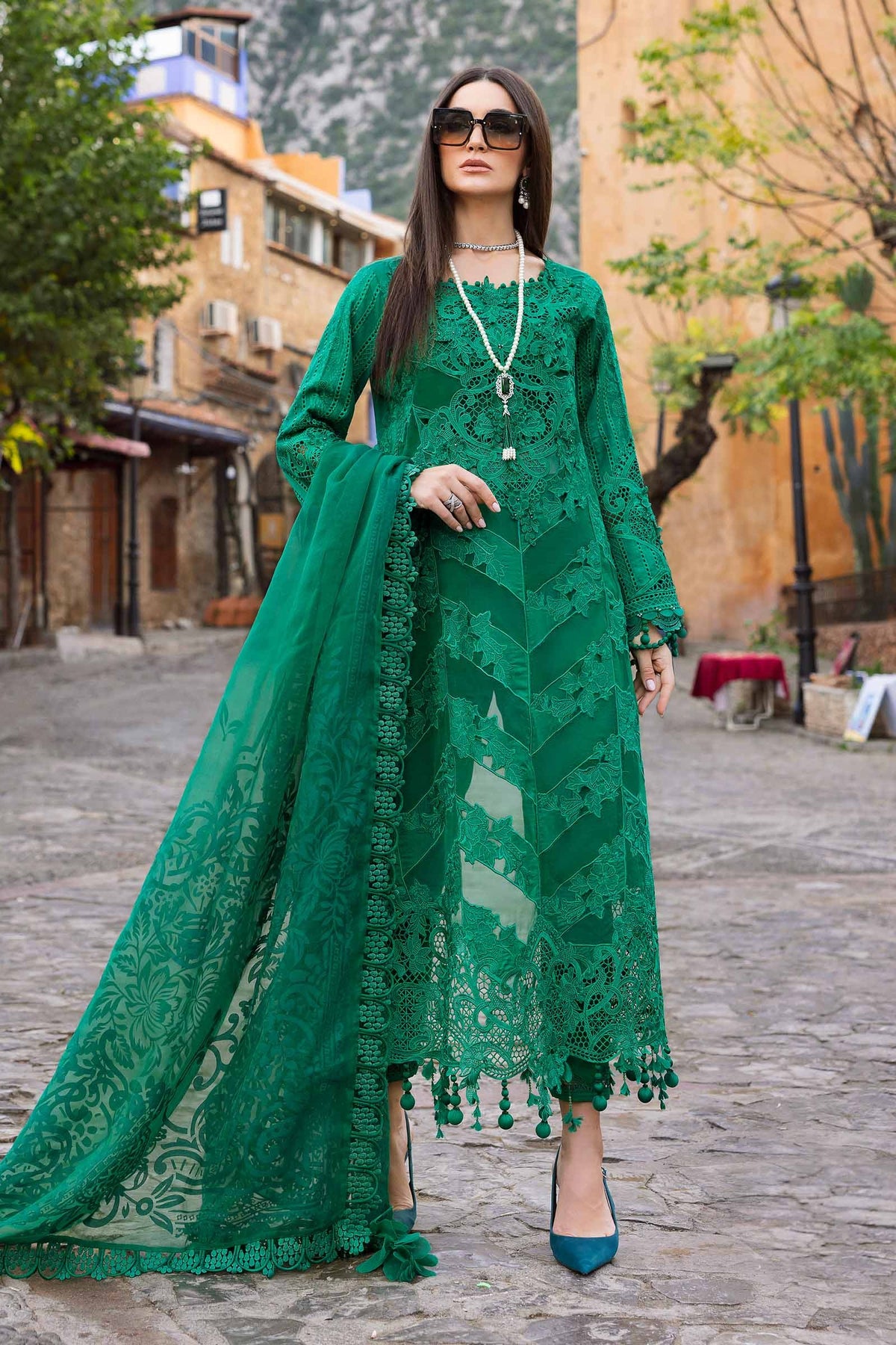 MARIA B Voyage Luxe Eid Lawn 2025 Original stitched Embroidered Suit D-2508-B