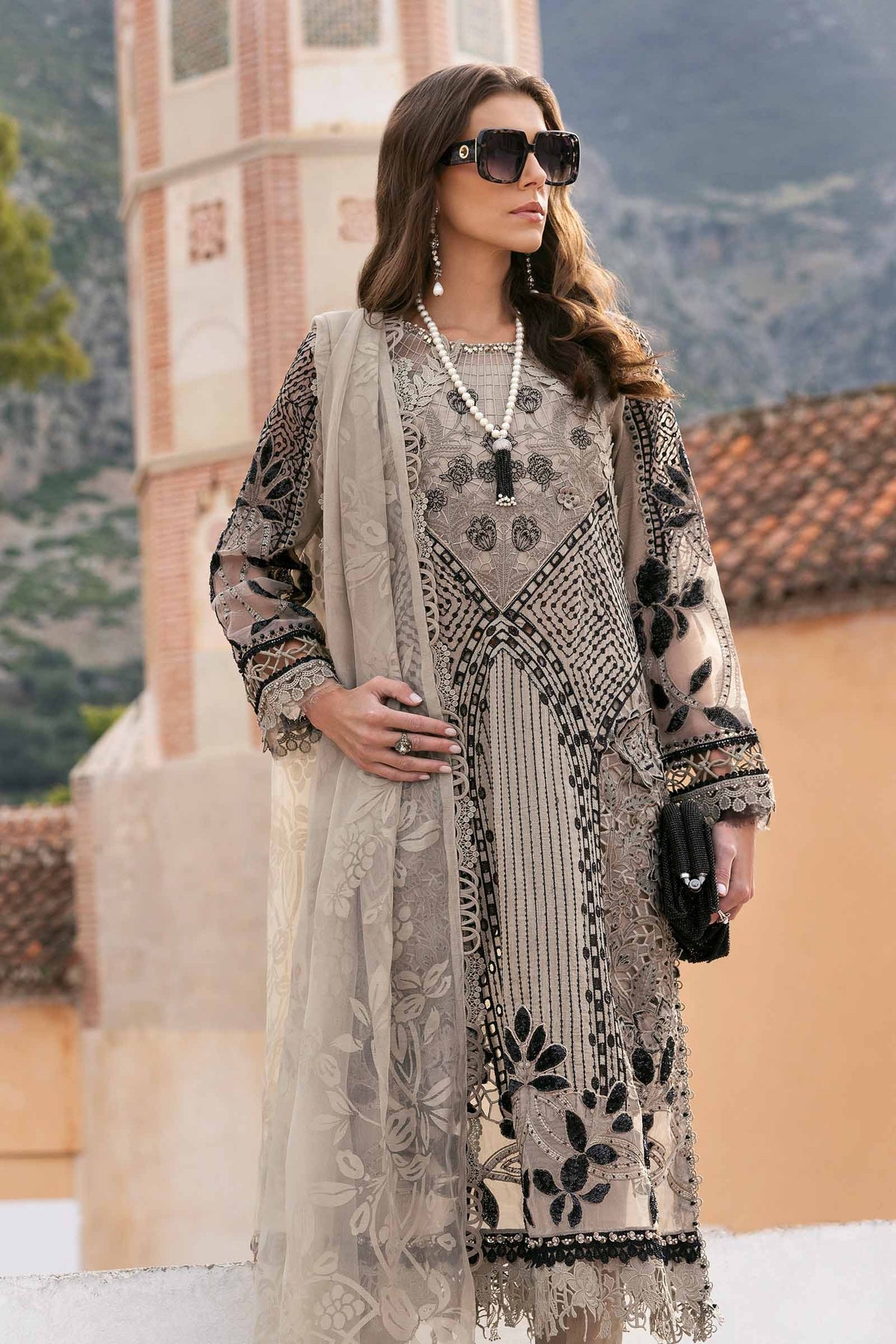 MARIA B Voyage Luxe Eid Lawn 2025 Original stitched Embroidered Suit D-2510-B