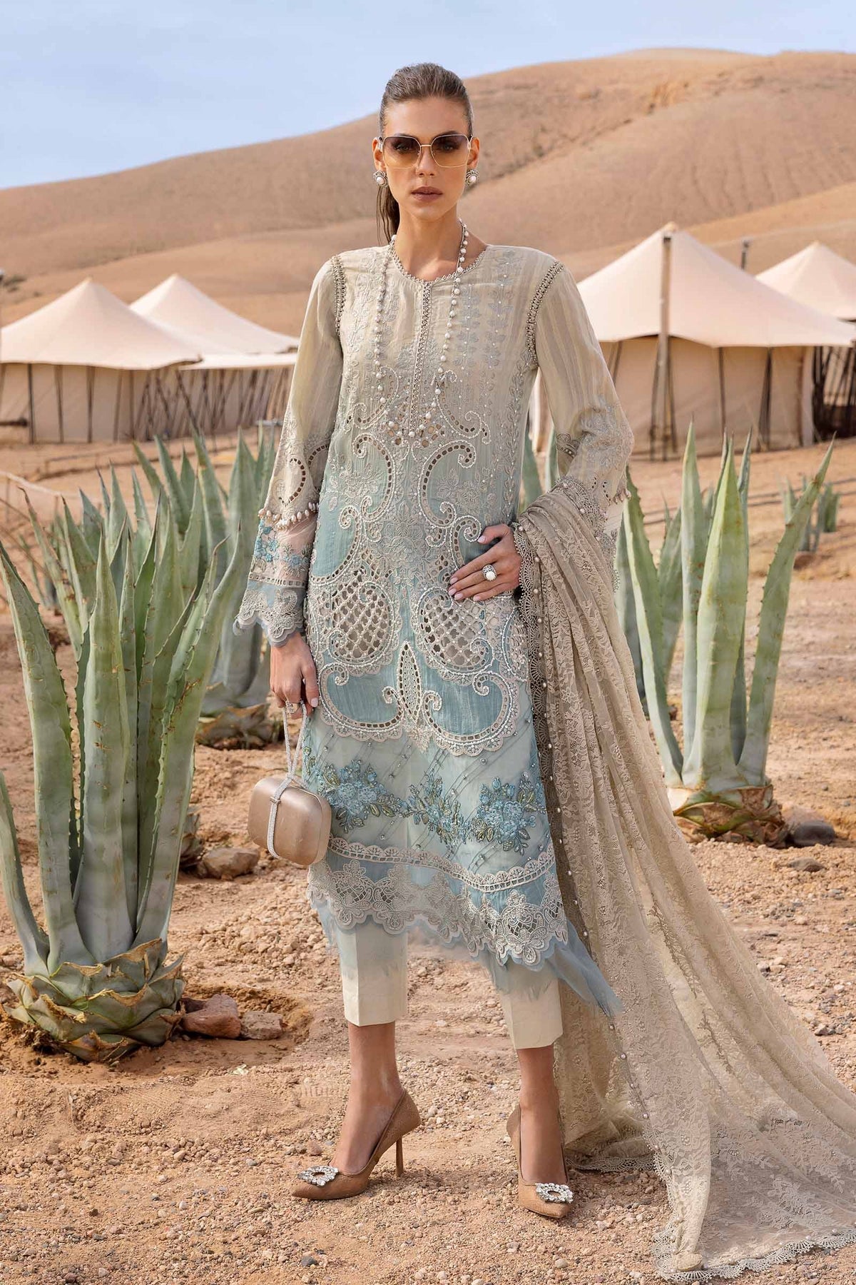 MARIA B Voyage Luxe Eid Lawn 2025 Original stitched Embroidered Suit D-2515-B