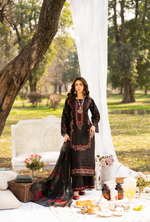 Summer 3 Piece EmbroideredHaya Karma Collection BLACK FLORA KC-1546