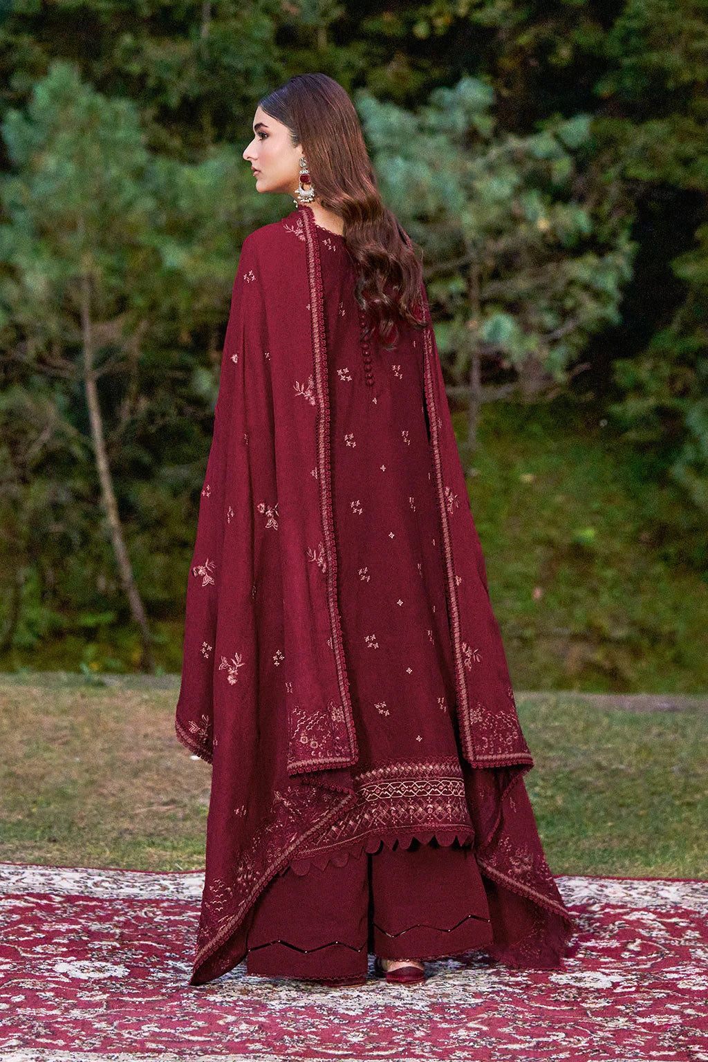 Reet By Ramsha - Three piece embroidered karandi suits with embroidered karandi shawls stitched & embellished | Original Ramsha Karandi Collection 2025 | R-1302