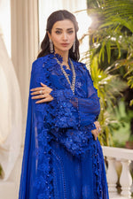 3 Piece stitched Embroidered Chiffon Suit | MPC-25-103 Royal Blue