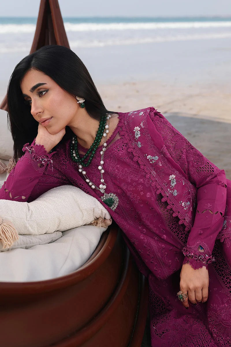 Qalamkar SA-01 Zara full length stitched 3 piece suit fuchsia pink front look UK