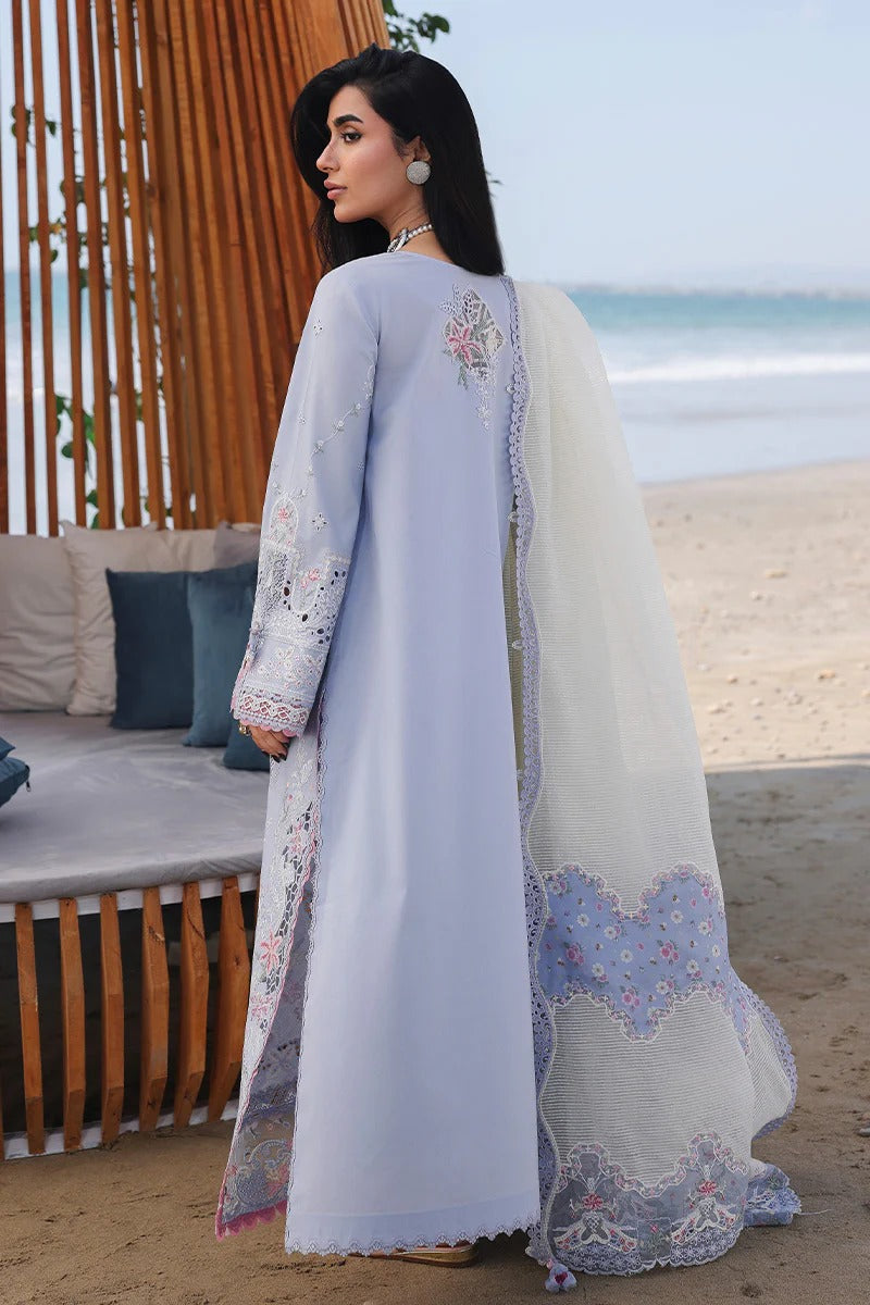 Qalamkar SA-08 Zayna luxury lawn dress side pose powder blue UK