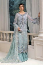 3 Piece stitched Embroidered Chiffon Suit | MPC-25-108 Aqua To Sea Green