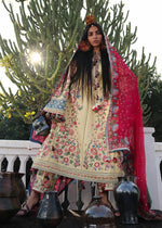 Hussain Rehar Zubdah Pakistani designer yellow outfit chiffon dupatta UK