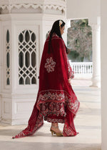 Hussain Rehar Kastanaa red designer lawn outfit embroidery detail UK