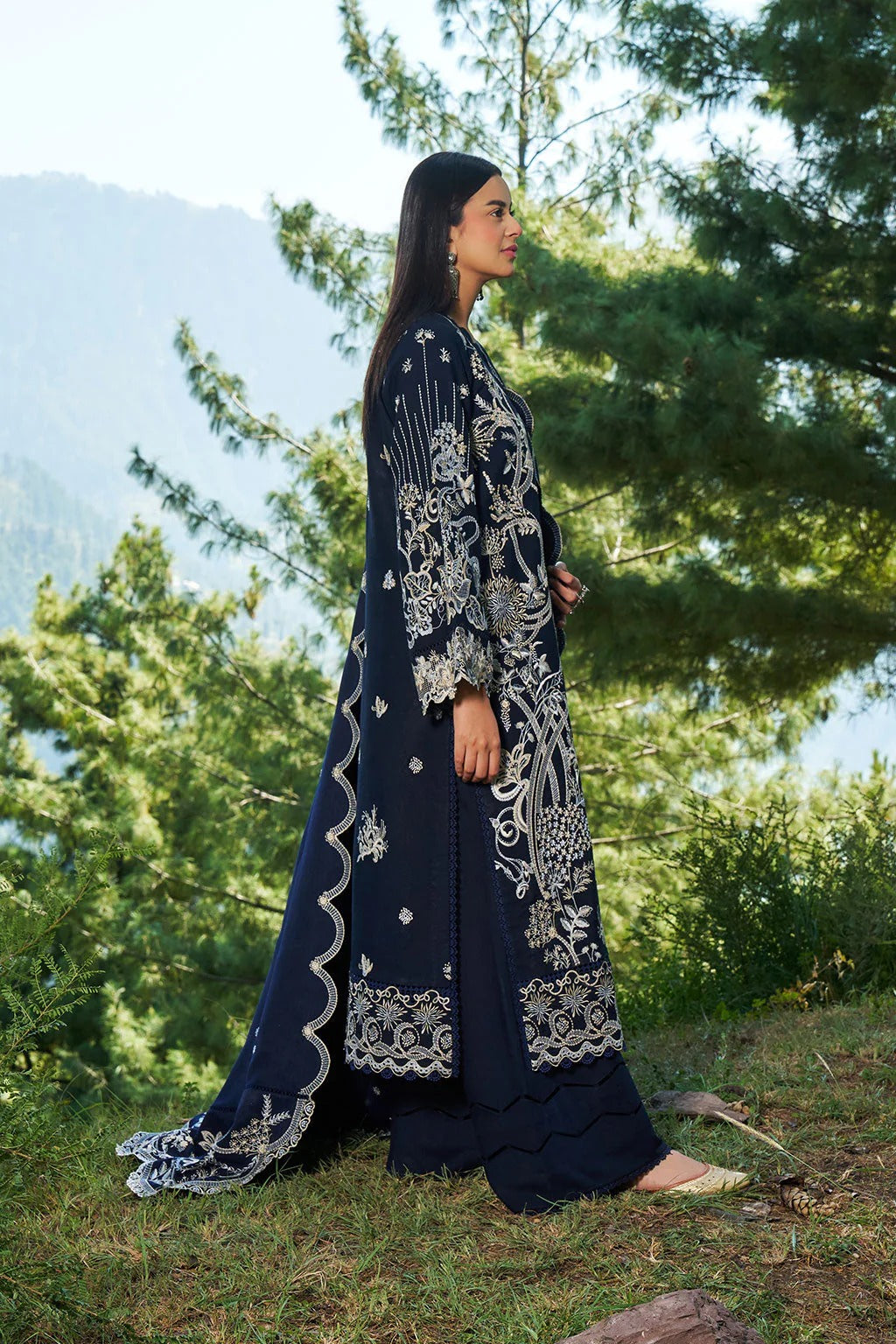 Reet By Ramsha - Three piece embroidered karandi suits with embroidered karandi shawls stitched & embellished | Original Ramsha Karandi Collection 2025 | R-1