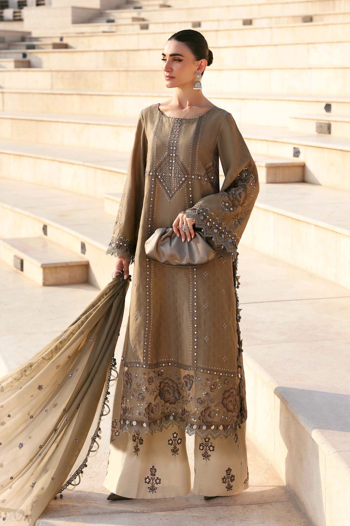 Maria B Stitched Embroidered Luxury Lawn 3 Piece Suit D-2602-A- Eid Collection