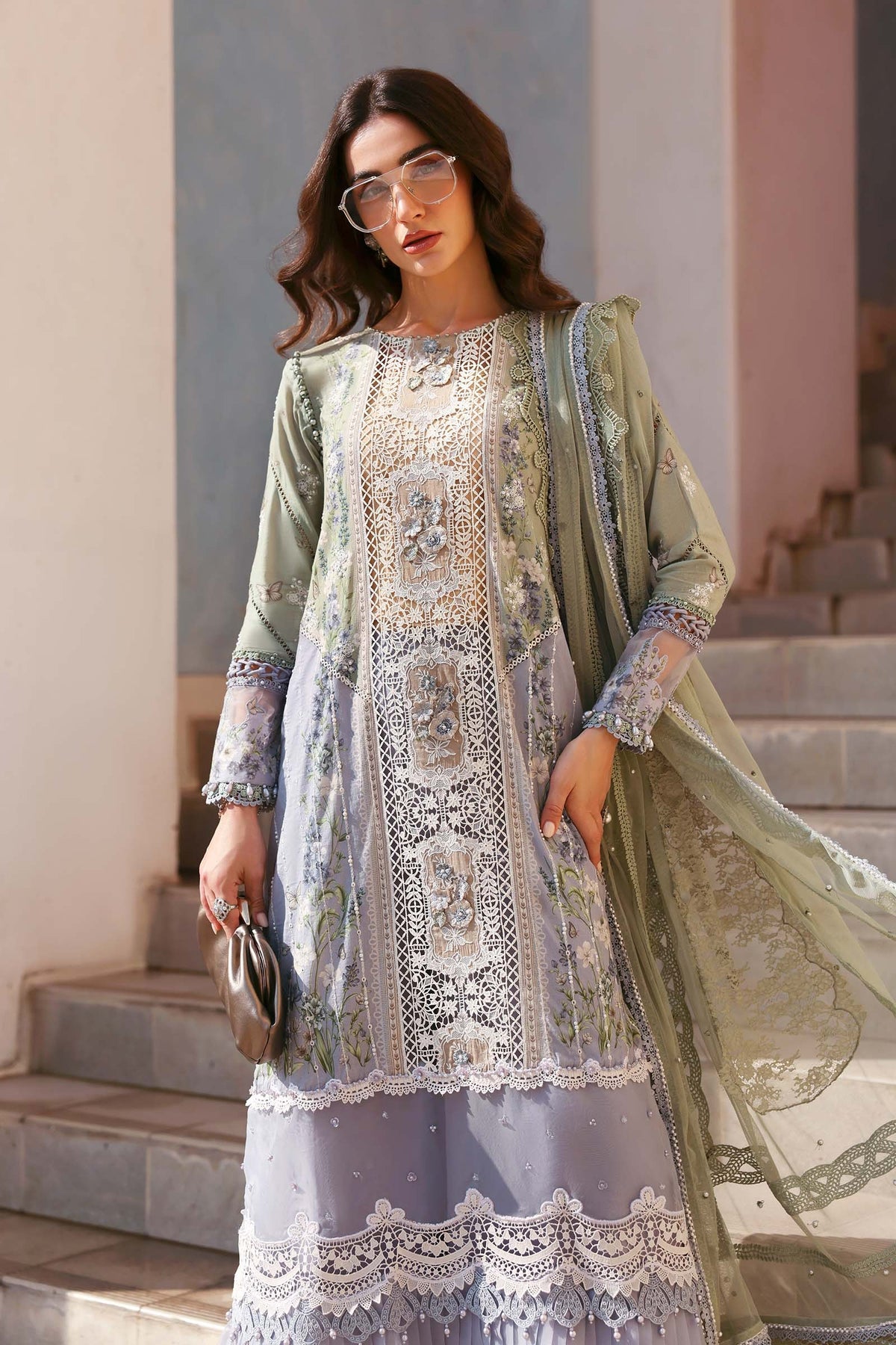 Maria B Stitched Embroidered Luxury Lawn 3 Piece Suit D-2606-B- Eid Collection