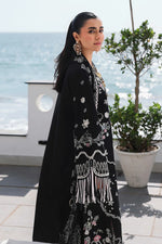 Qalamkar SA-02 Liana black suit model wearing full outfit indoor