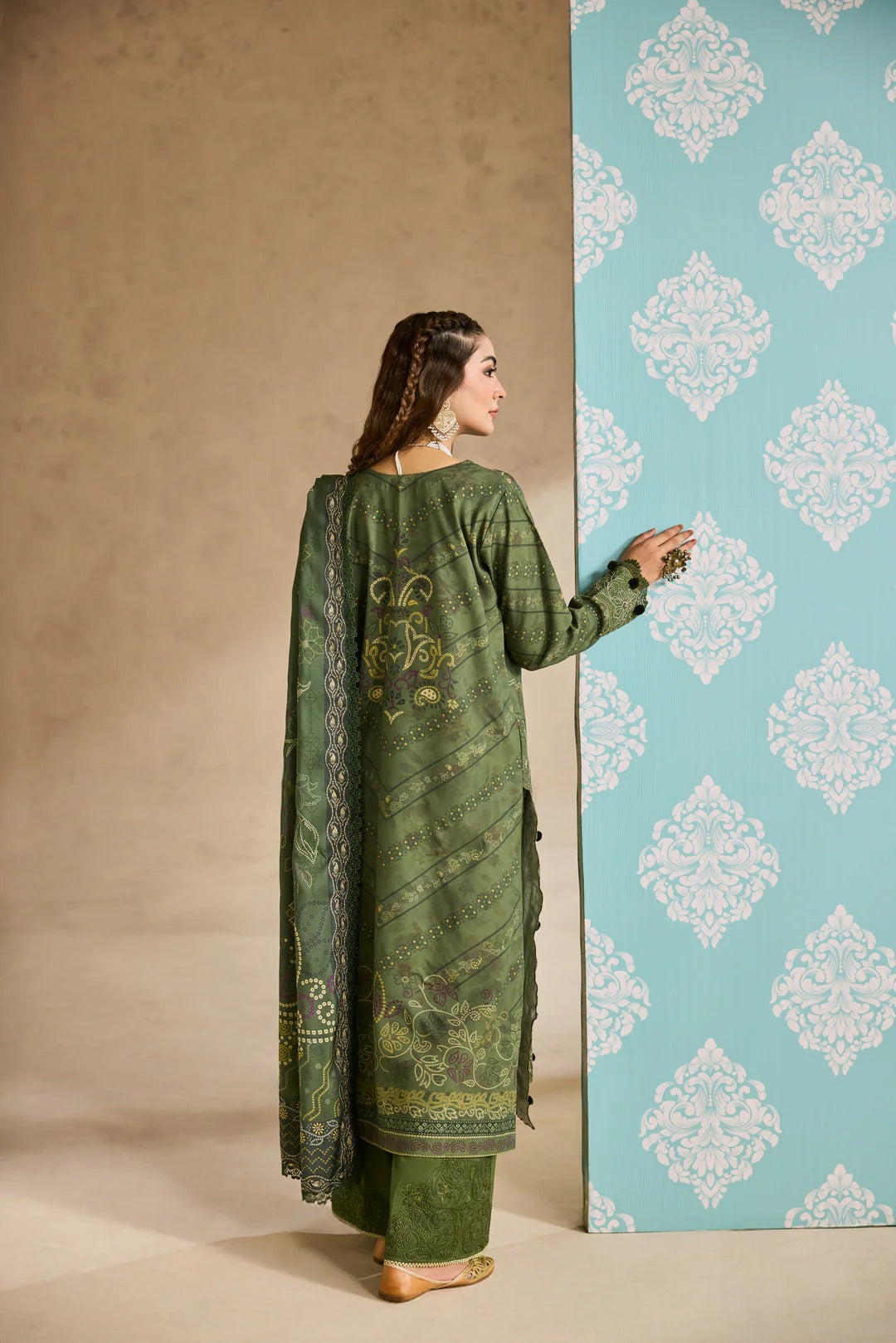 Florent one-nation Digital Printed Embroidered 3 piece stitched suit FON - 8A