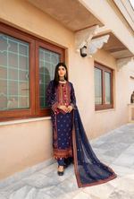 Chiffon 3 Piece Embroidered Hayat Karma Collection DARK SAPPHIRE F-495