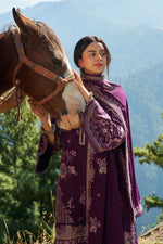 Reet By Ramsha - Three piece embroidered karandi suits with embroidered karandi shawls stitched & embellished | Original Ramsha Karandi Collection 2025 | R-1307