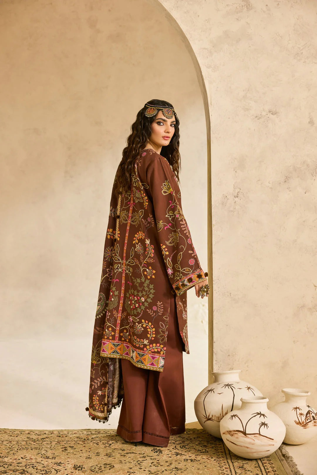 Florent one-nation Digital Printed Embroidered 3 piece stitched suit FON - 2B