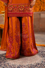 Chiffon 3 Piece Embroidered Hayat Karma Collection PUMPKIN F-494