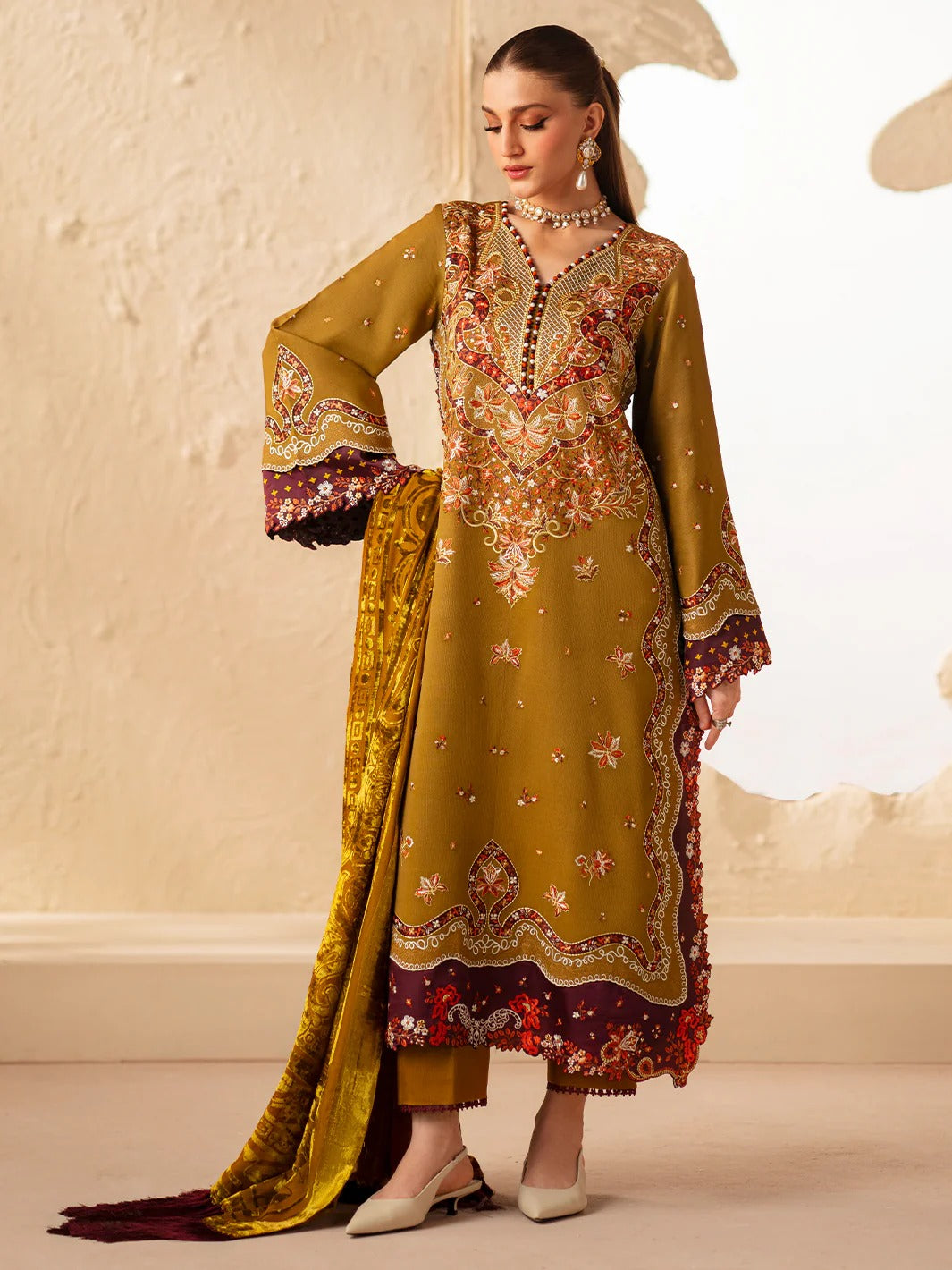 Saqqara-fall-winter Stitched 163 - A | 3 PC EmbroideredKotrai