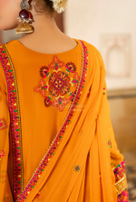 Chiffon 3 Piece Embroidered Hayat Karma Collection GOLDENROD F-492