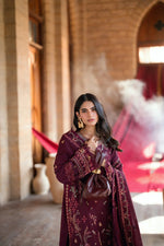 Florent shades-of-winter 3 piece stitched suit Embroidered Shirt With Embroidered Shawl FWS - 3A