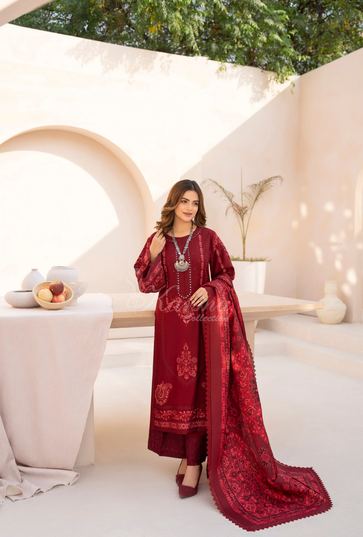 Winter Luxury 3 Piece Embroidered Mishaal Karma CollectionEMBER SKU:KC-1537