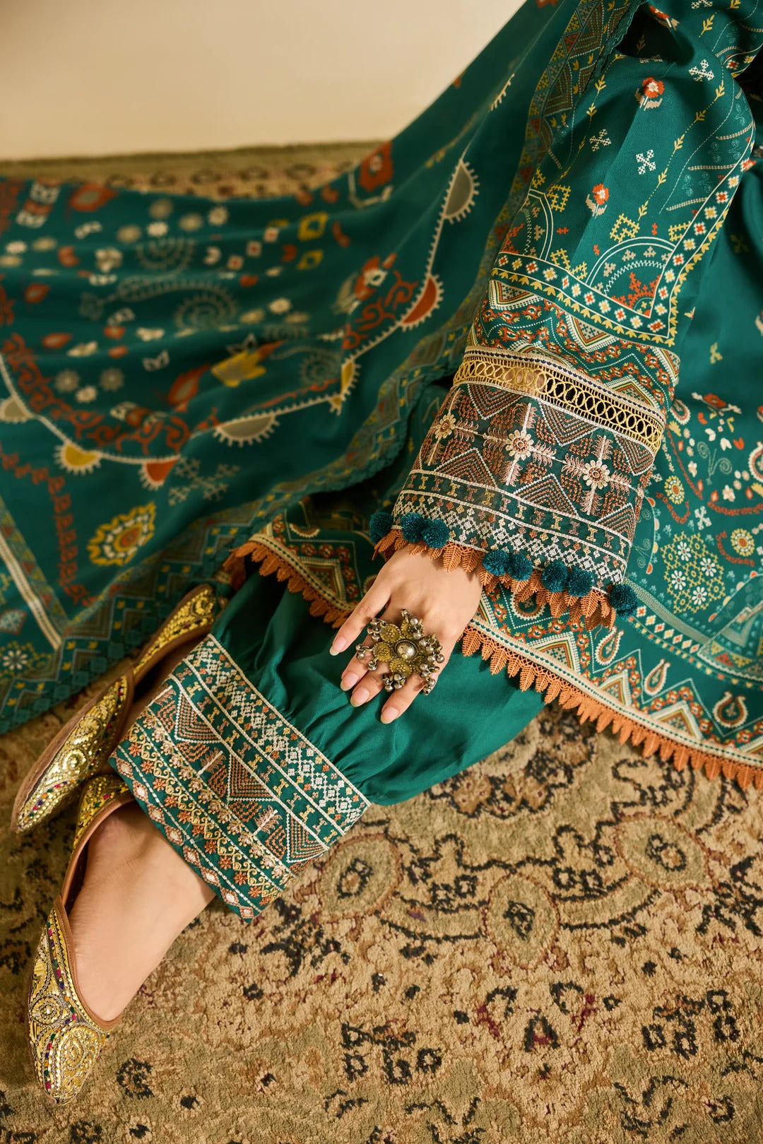 Florent one-nation Digital Printed Embroidered 3 piece stitched suit FON - 1B