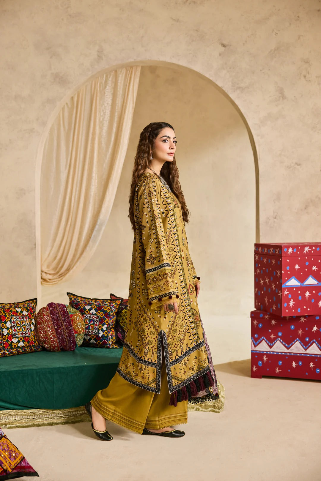 Florent one-nation Digital Printed Embroidered 3 piece stitched suit FON - 5A