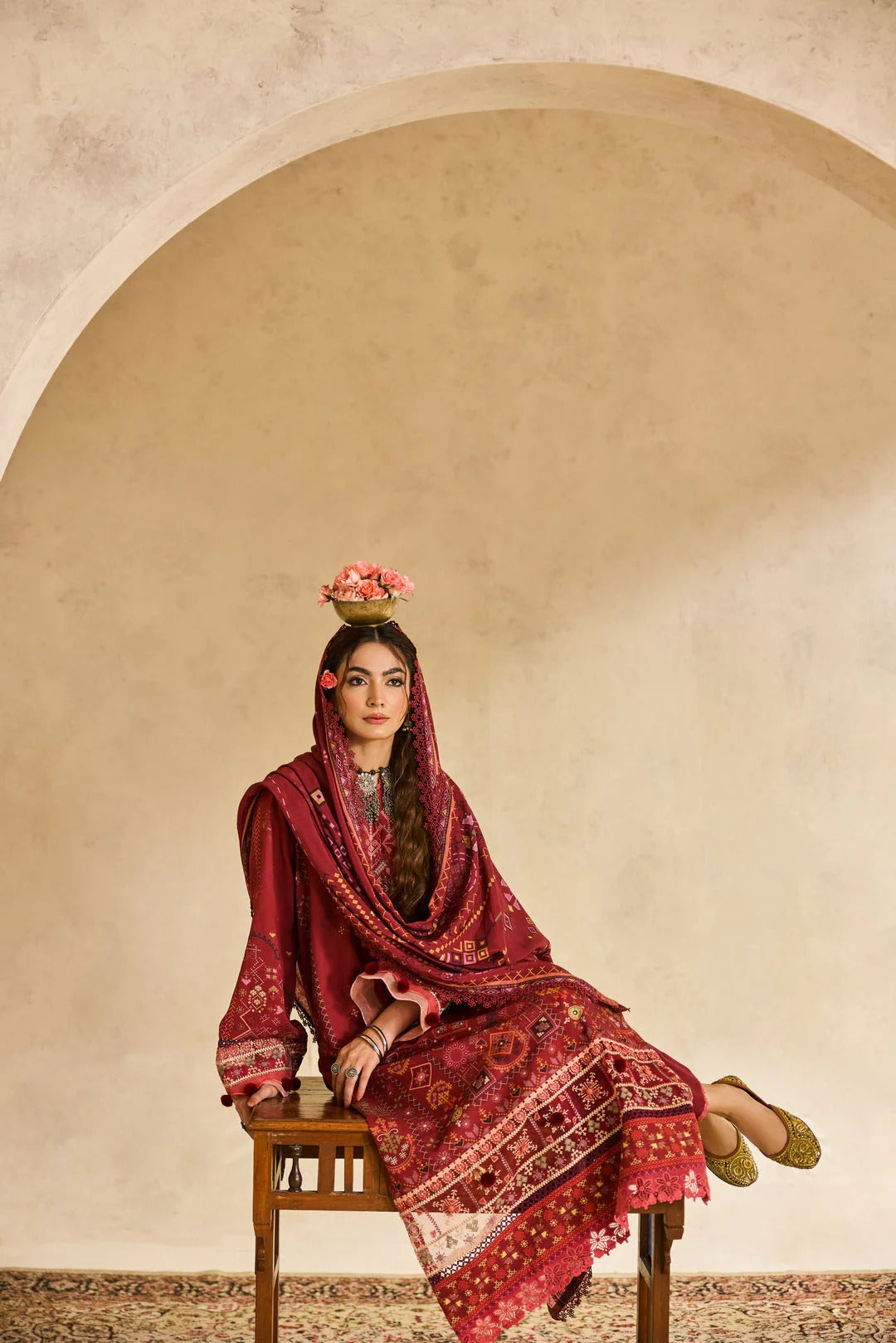 Florent one-nation Digital Printed Embroidered 3 piece stitched suit FON - 4A