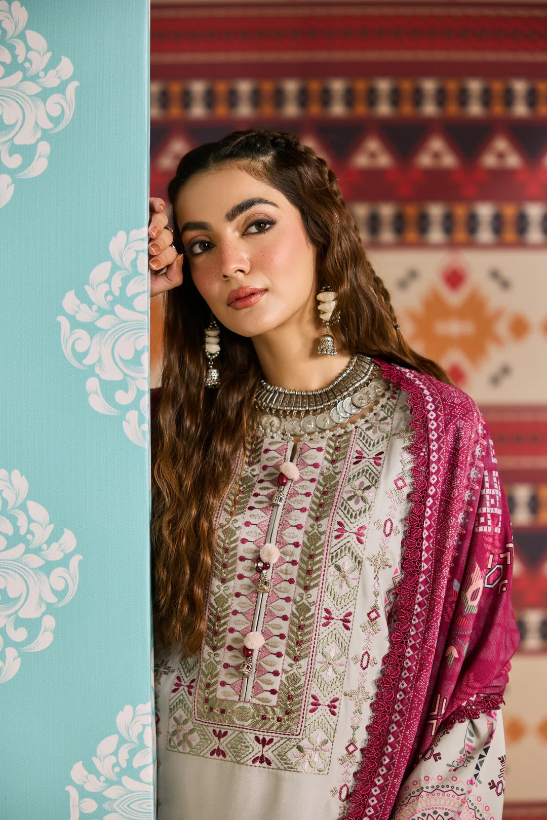 Florent one-nation Digital Printed Embroidered 3 piece stitched suit FON - 7A