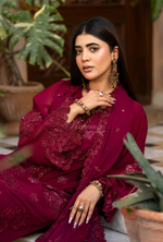 Chiffon 3 Piece Embroidered Hayat Karma Collection CRIMSON VELVEТ F-497