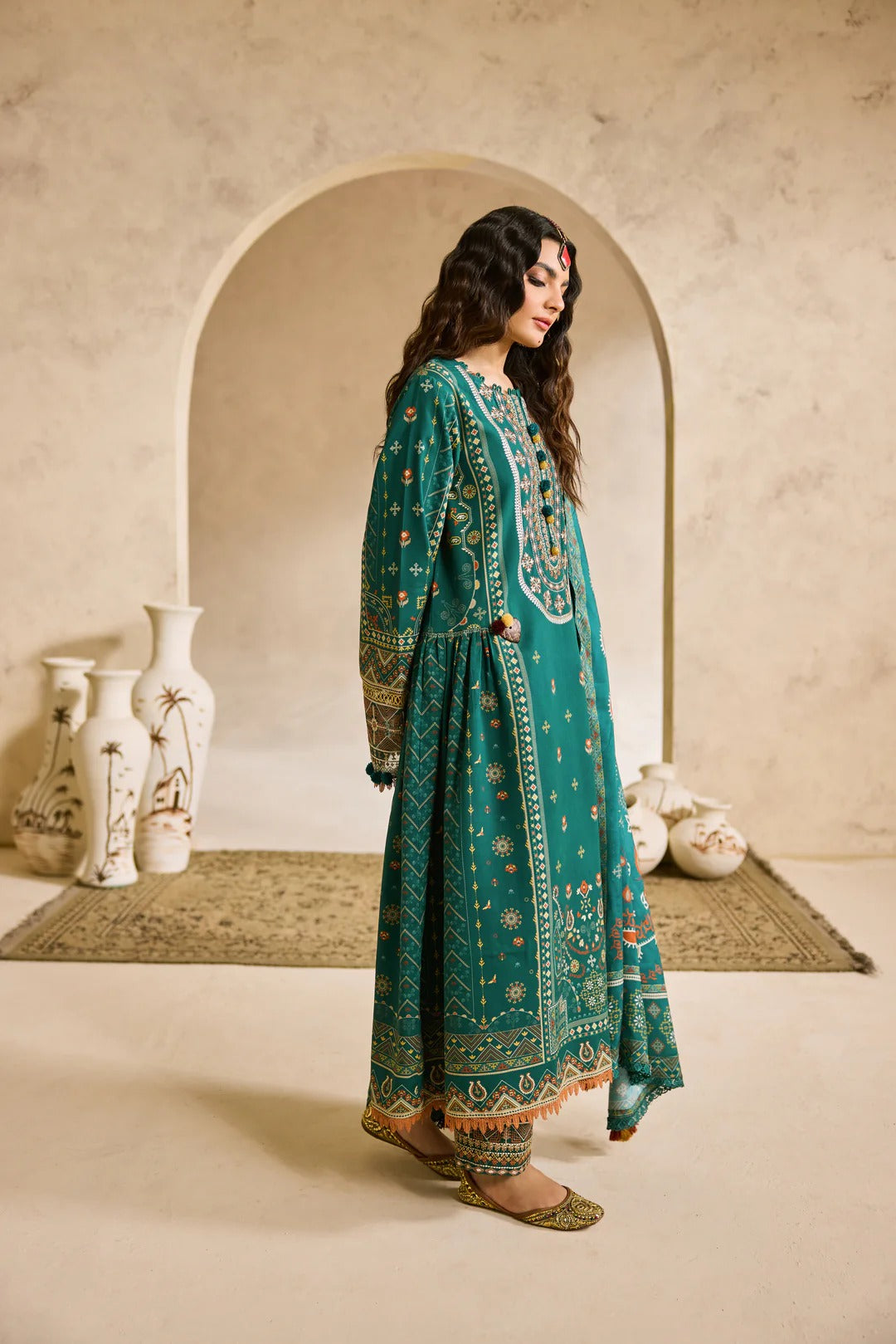 Florent one-nation Digital Printed Embroidered 3 piece stitched suit FON - 1B